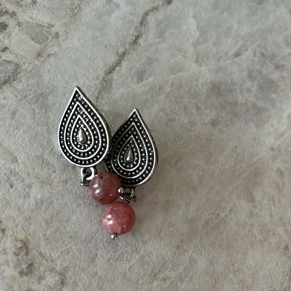 Argentina Boho Style Pink Rose Earrings rhodochrosite stone Argentine Inca Rose - Picture 4 of 11